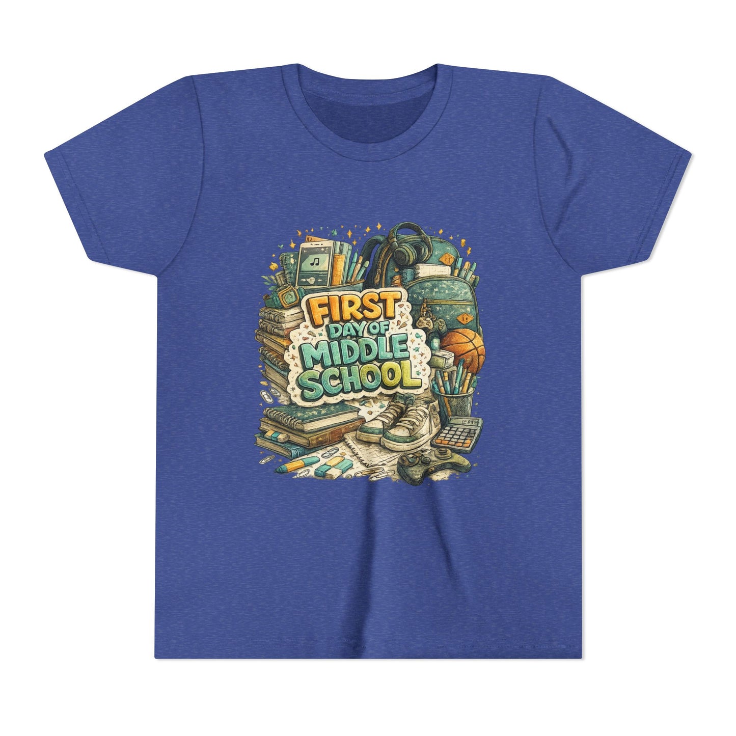Youth Tee — "First Day of Middle School" Back-to-School Graphic Shirt