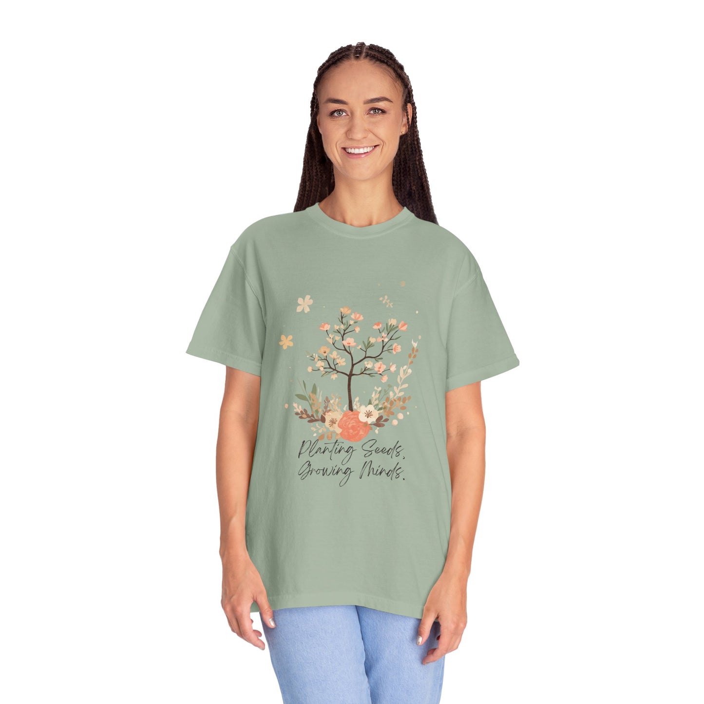 Floral Tree Tee — "Planting Seeds, Growing Hearts" Graphic T-Shirt