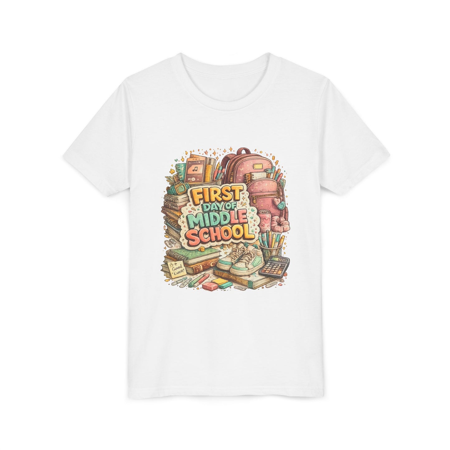 Youth Tee — "First Day of Middle School" Back-to-School Graphic Shirt