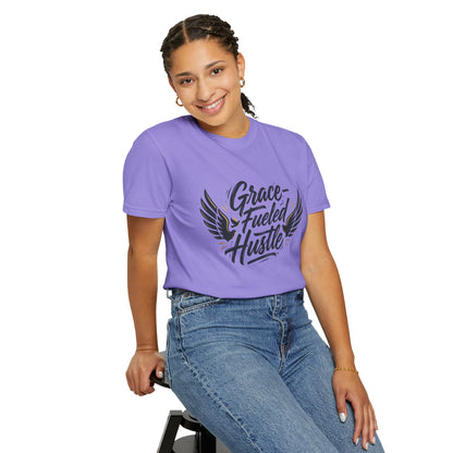 Grace-Fueled Hustle T-Shirt — Inspirational Christian Graphic Tee with Wings