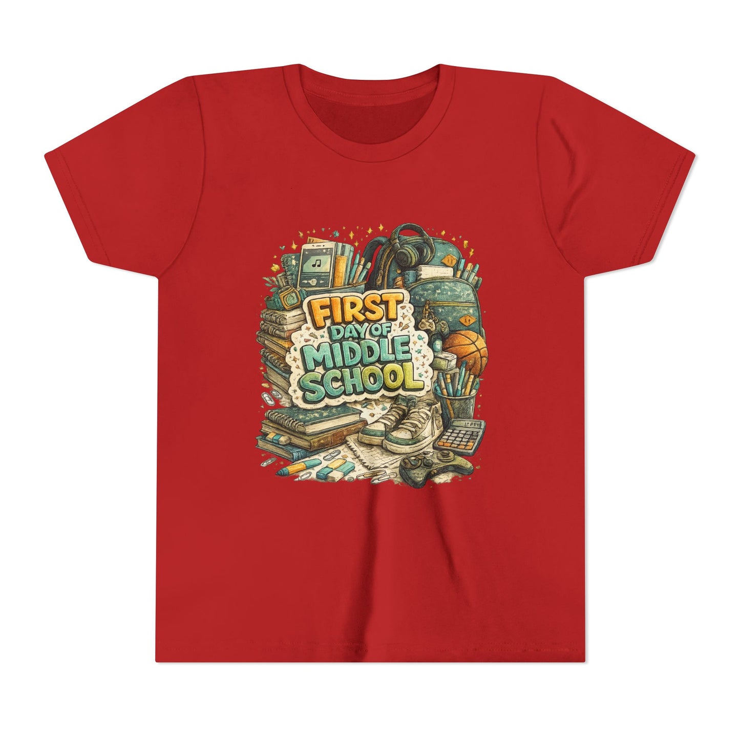 Youth Tee — "First Day of Middle School" Back-to-School Graphic Shirt