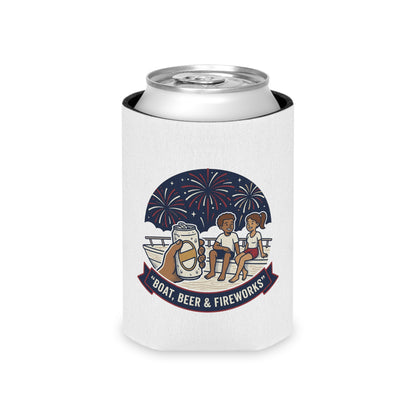 Boat, Beer & Fireworks Can Cooler — Insulated Beverage Koozie for Summer Parties