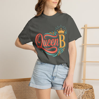 Queen B T-Shirt — Colorful Script Graphic Tee with Crown