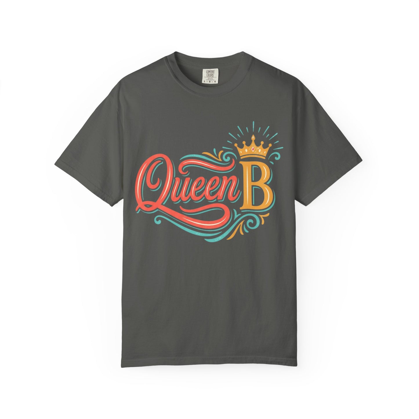 Queen B T-Shirt — Colorful Script Graphic Tee with Crown