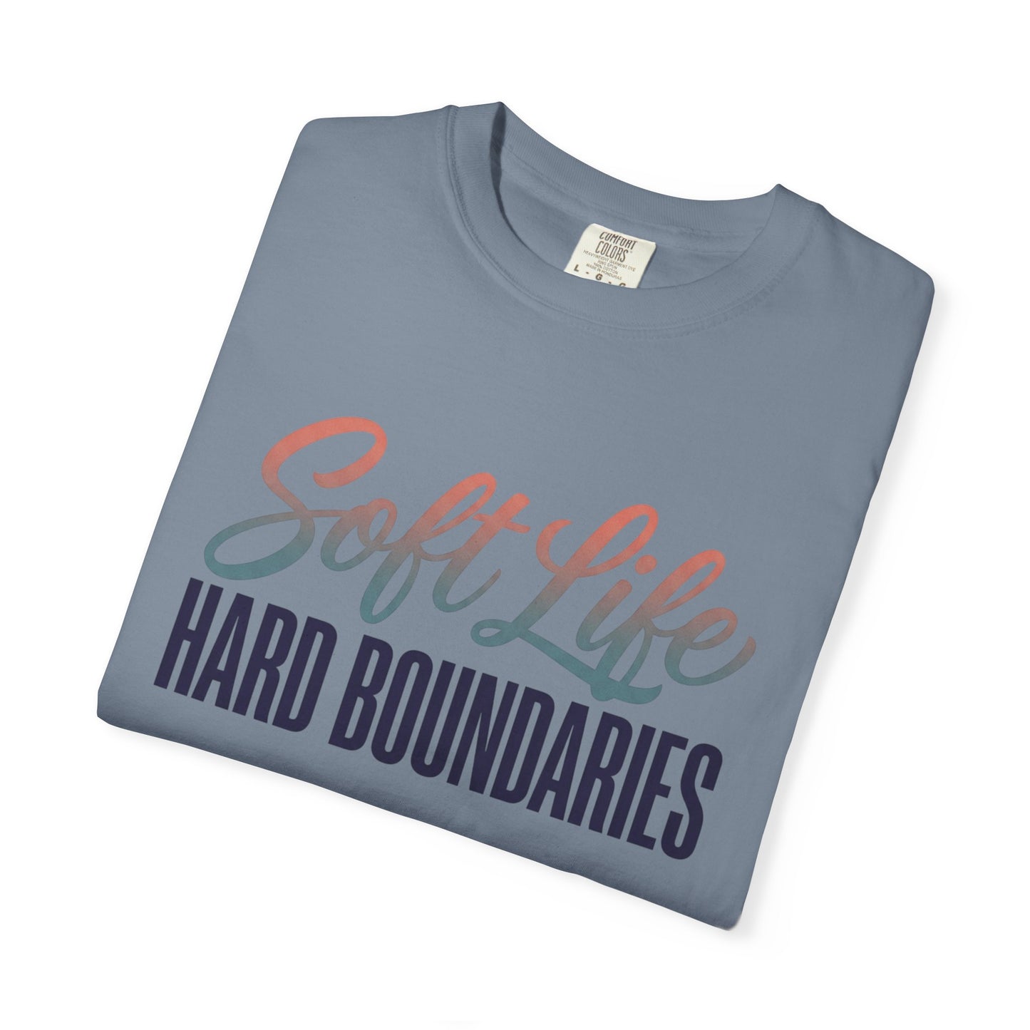 Soft Life, Hard Boundaries T-Shirt — Feminine Script Empowerment Tee
