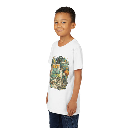Youth Tee — "First Day of Middle School" Back-to-School Graphic Shirt