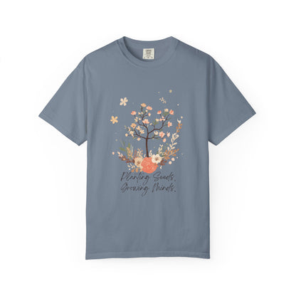 Floral Tree Tee — "Planting Seeds, Growing Hearts" Graphic T-Shirt