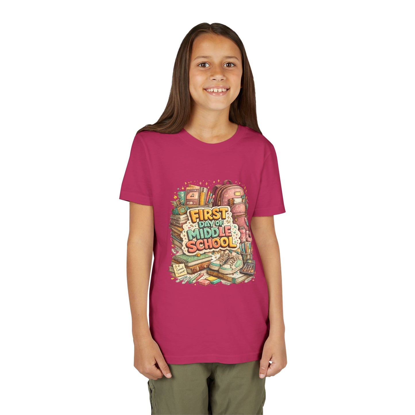 Youth Tee — "First Day of Middle School" Back-to-School Graphic Shirt