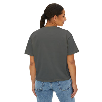 Boxy Tee — Minimal "Hold on to me: overthink less" Women's Cropped T-Shirt