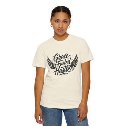Grace-Fueled Hustle T-Shirt — Inspirational Christian Graphic Tee with Wings