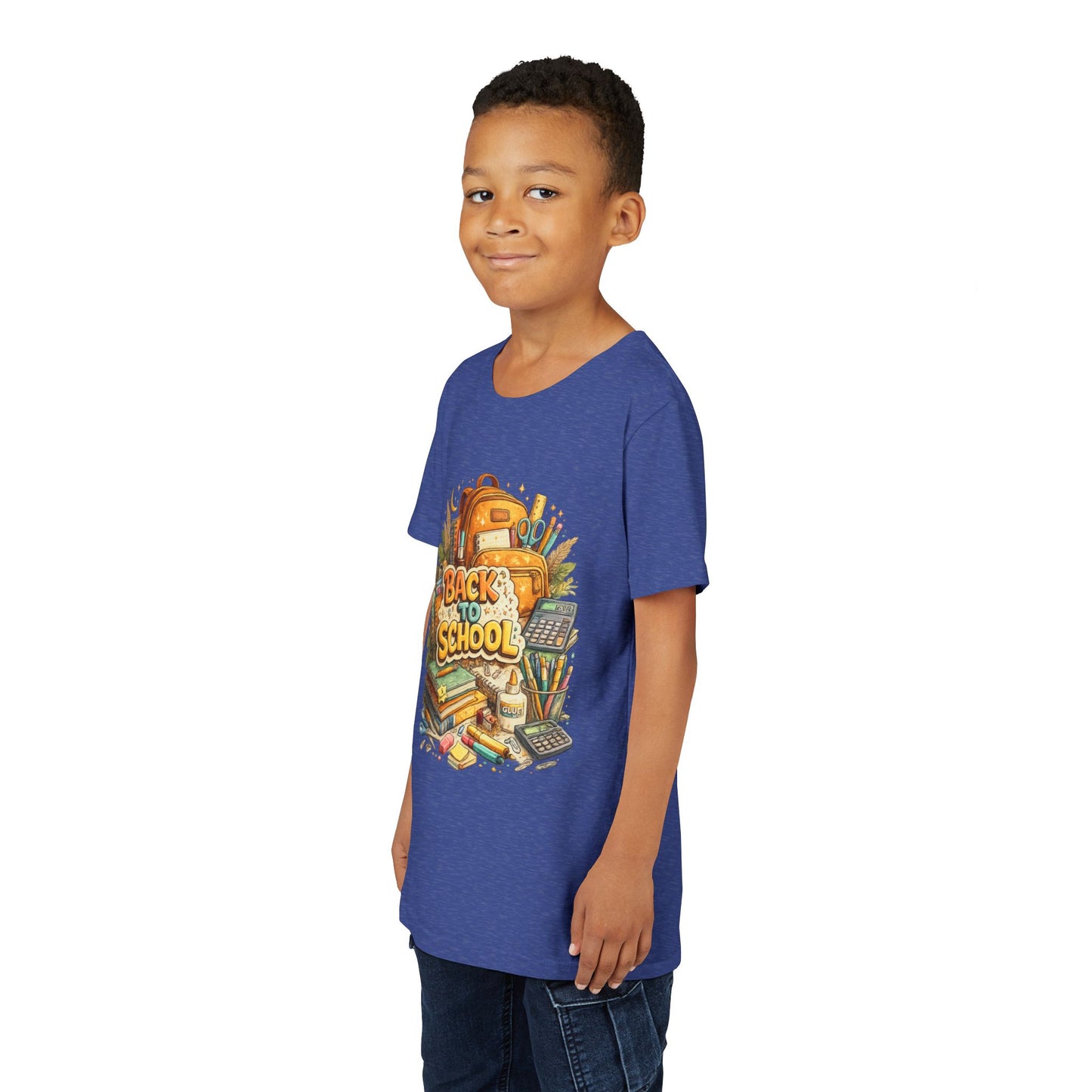 Youth Back to School Graphic Tee — 'Back to School' Backpack & Supplies Design