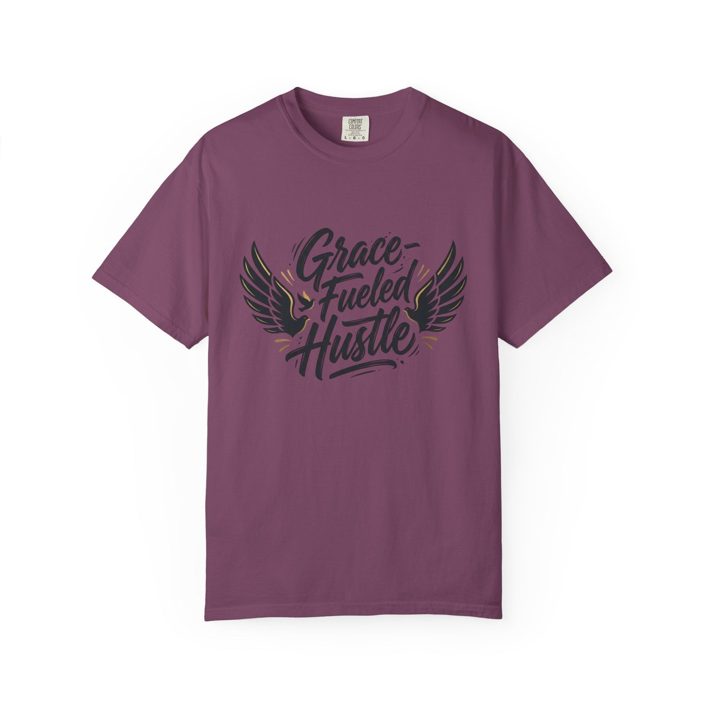 Grace-Fueled Hustle T-Shirt — Inspirational Christian Graphic Tee with Wings