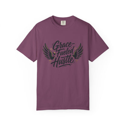 Grace-Fueled Hustle T-Shirt — Inspirational Christian Graphic Tee with Wings