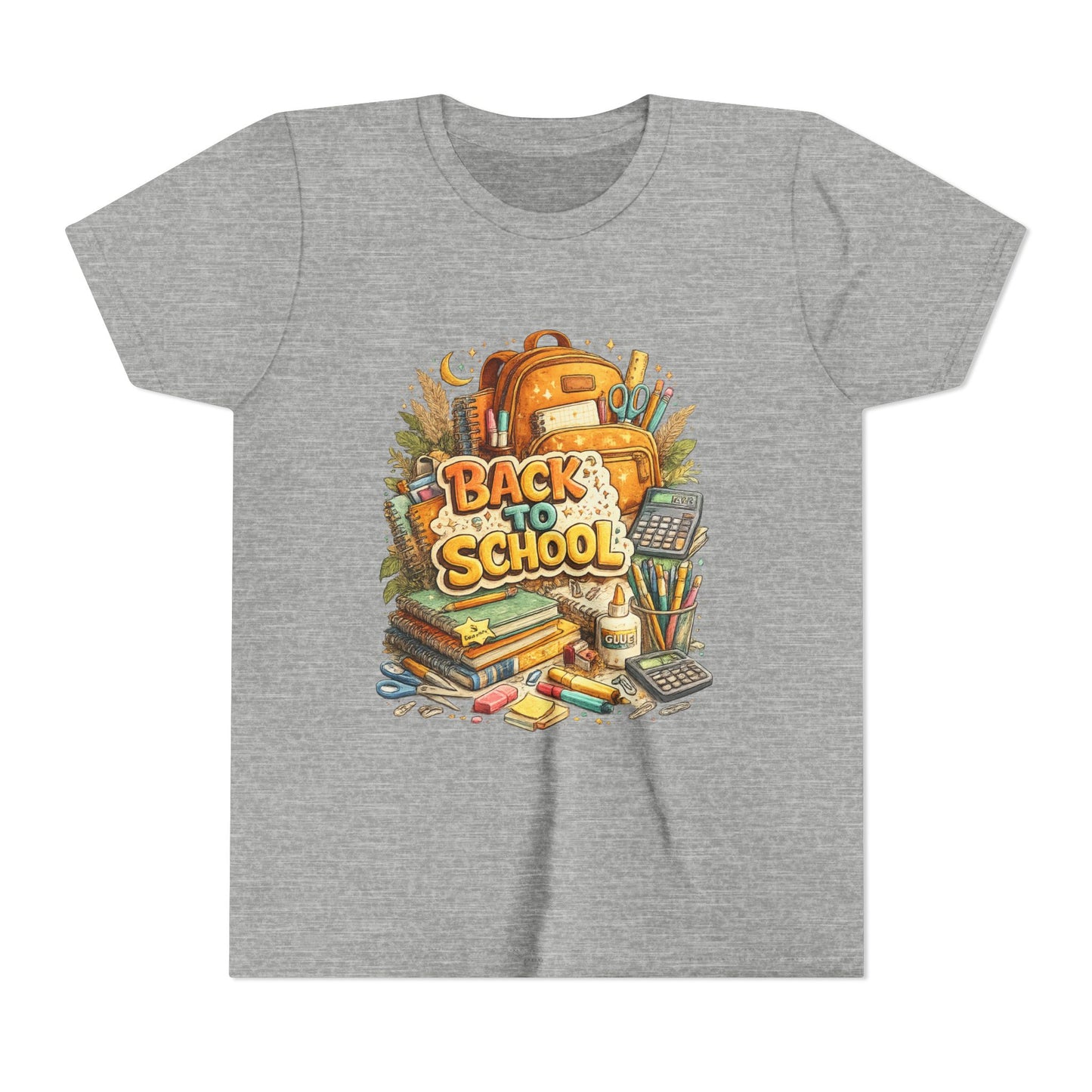 Youth Back to School Graphic Tee — 'Back to School' Backpack & Supplies Design