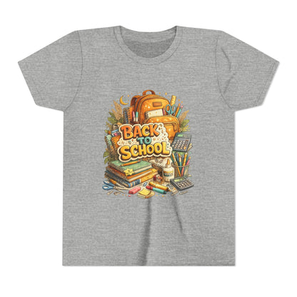 Youth Back to School Graphic Tee — 'Back to School' Backpack & Supplies Design