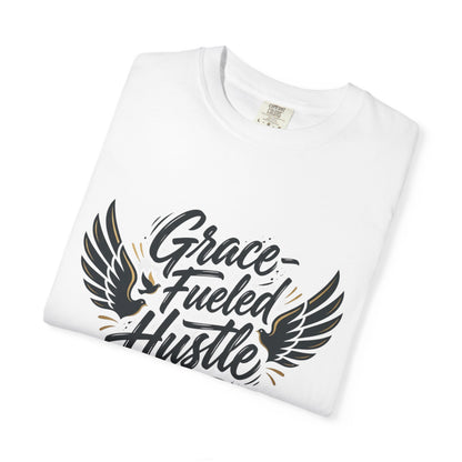 Grace-Fueled Hustle T-Shirt — Inspirational Christian Graphic Tee with Wings