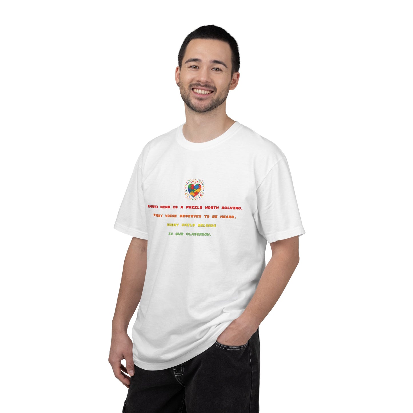 T-Shirt | Rainbow Puzzle Heart Quote Tee — "Every Mind Is A Puzzle Worth Solving"
