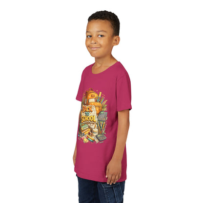 Youth Back to School Graphic Tee — 'Back to School' Backpack & Supplies Design