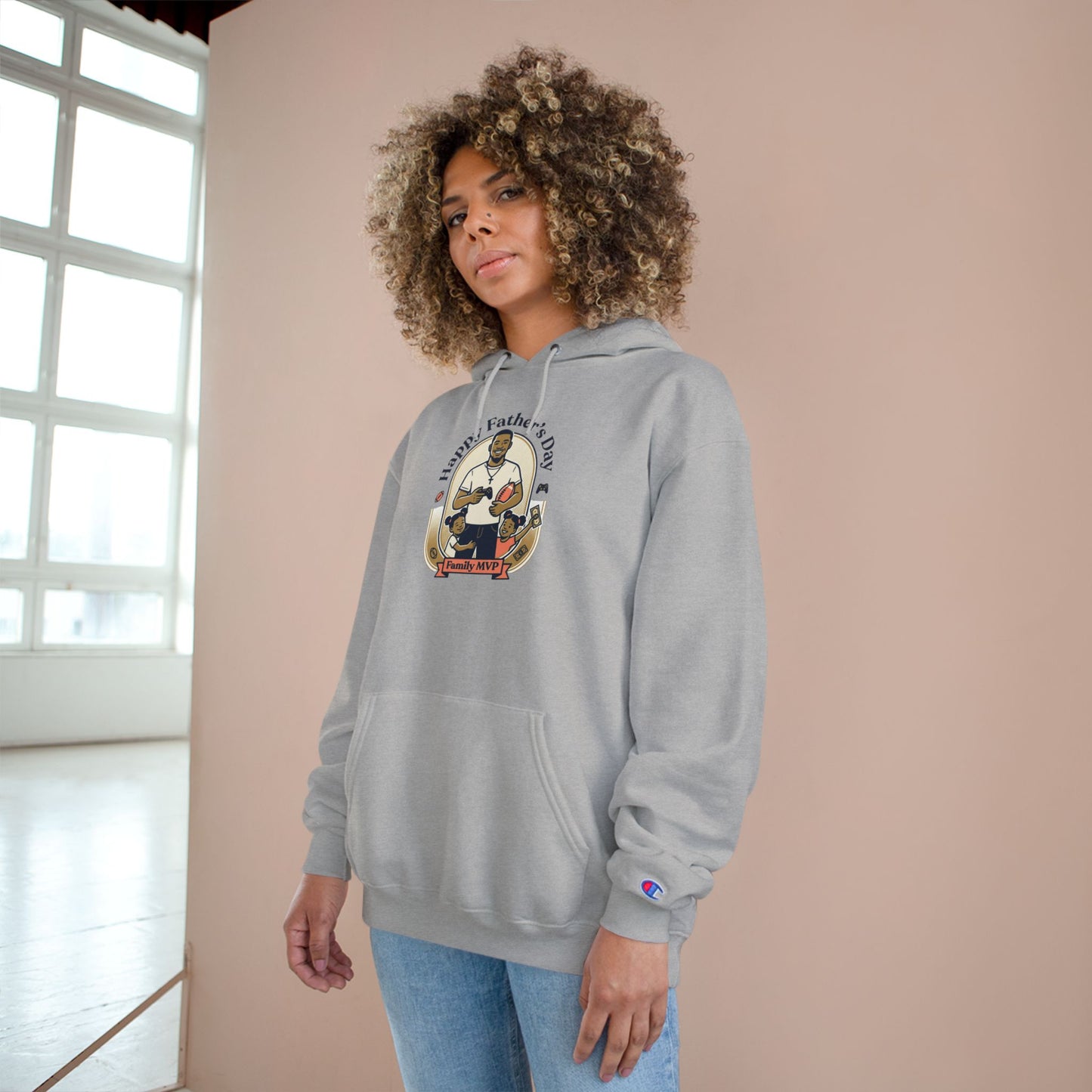 Father’s Day Champion Hoodie — “Happy Father’s Day” Retro Dad Graphic