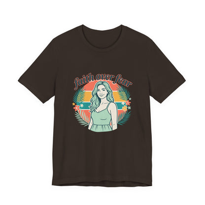 Faith Over Fear Graphic Tee — Retro Floral Christian T-Shirt