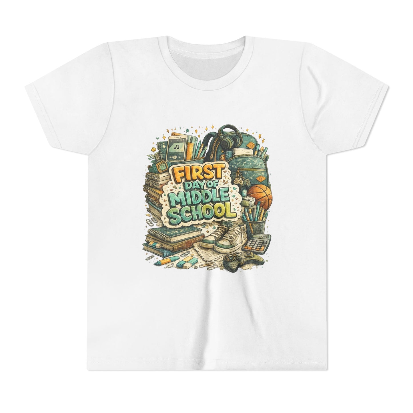 Youth Tee — "First Day of Middle School" Back-to-School Graphic Shirt
