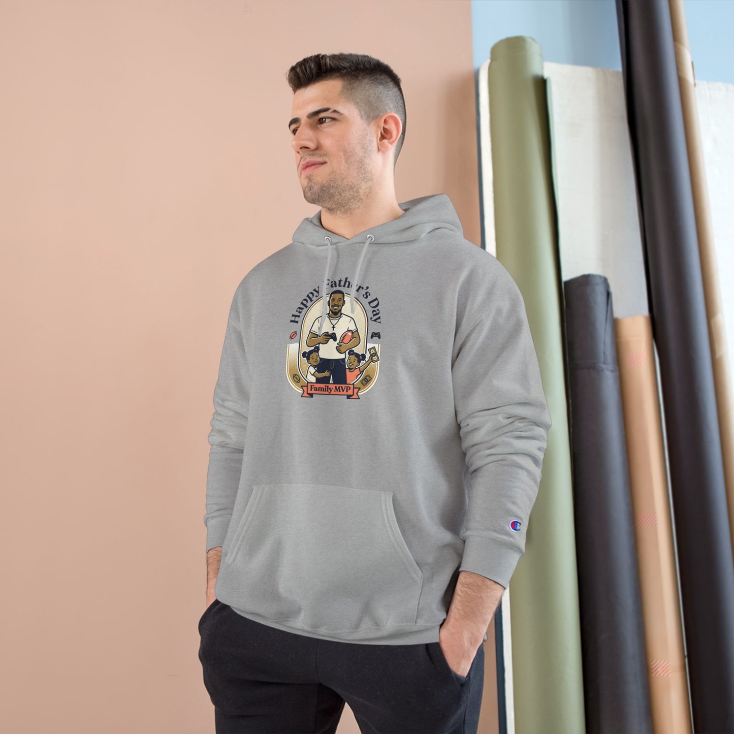 Father’s Day Champion Hoodie — “Happy Father’s Day” Retro Dad Graphic