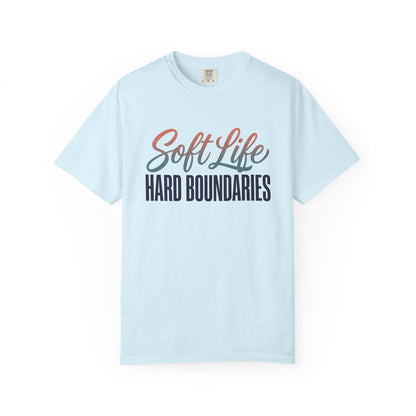 Soft Life, Hard Boundaries T-Shirt — Feminine Script Empowerment Tee
