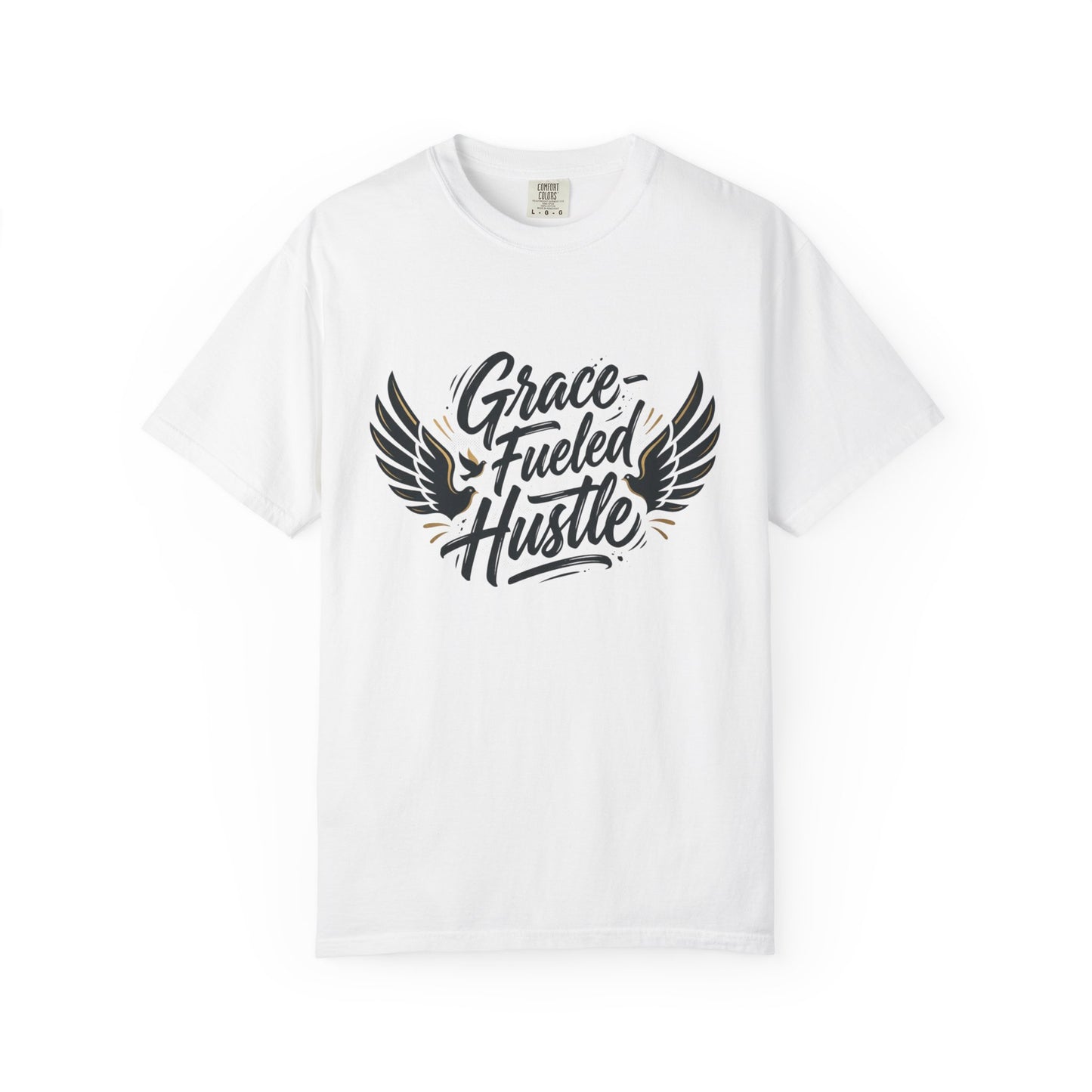 Grace-Fueled Hustle T-Shirt — Inspirational Christian Graphic Tee with Wings