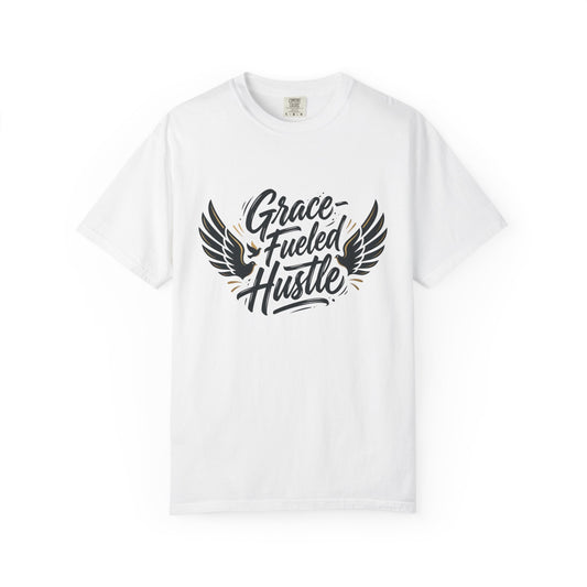 Grace-Fueled Hustle T-Shirt — Inspirational Christian Graphic Tee with Wings