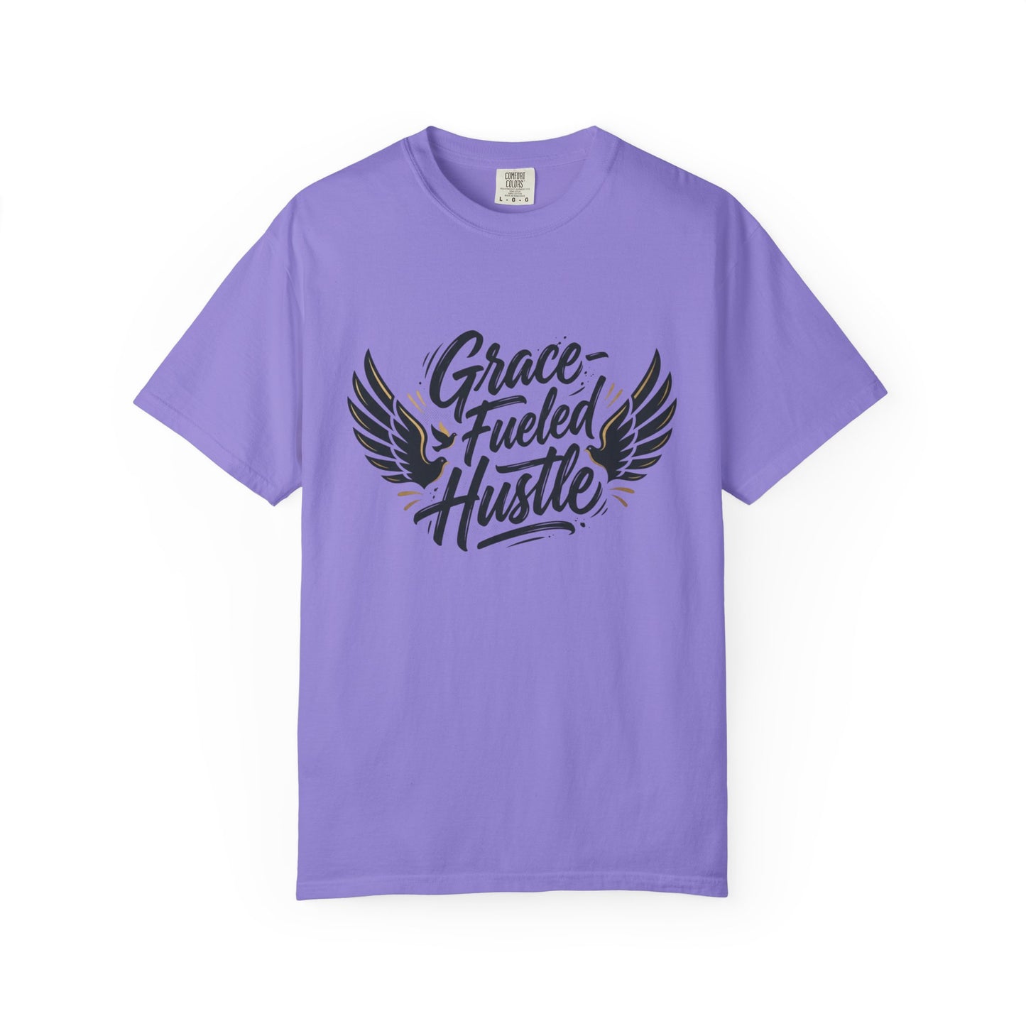 Grace-Fueled Hustle T-Shirt — Inspirational Christian Graphic Tee with Wings