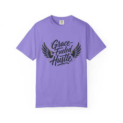 Grace-Fueled Hustle T-Shirt — Inspirational Christian Graphic Tee with Wings