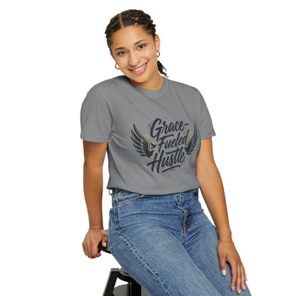 Grace-Fueled Hustle T-Shirt — Inspirational Christian Graphic Tee with Wings