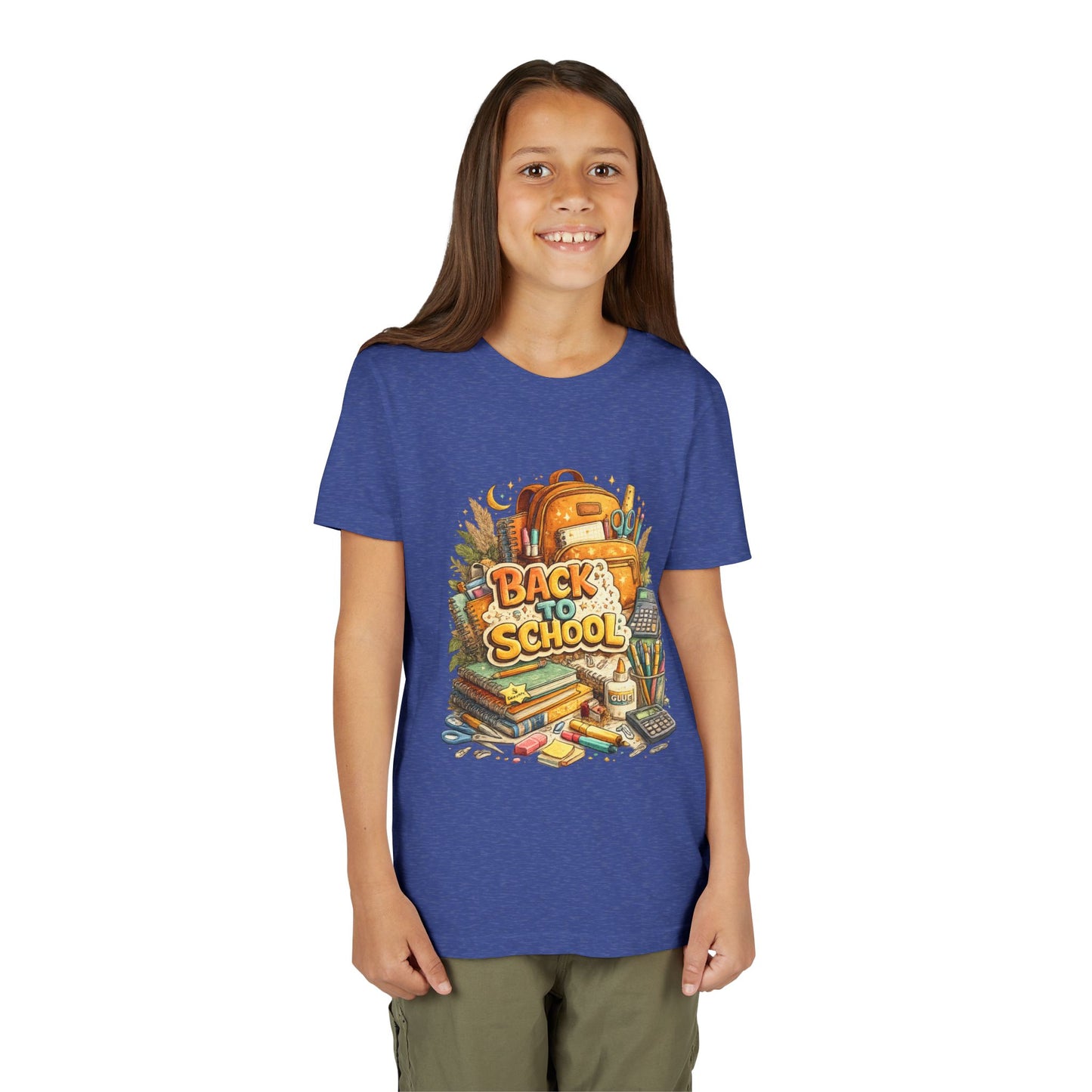 Youth Back to School Graphic Tee — 'Back to School' Backpack & Supplies Design