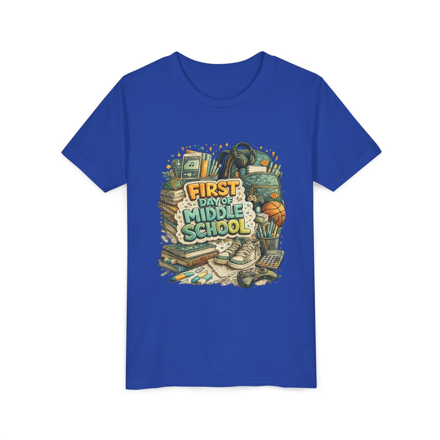 Youth Tee — "First Day of Middle School" Back-to-School Graphic Shirt