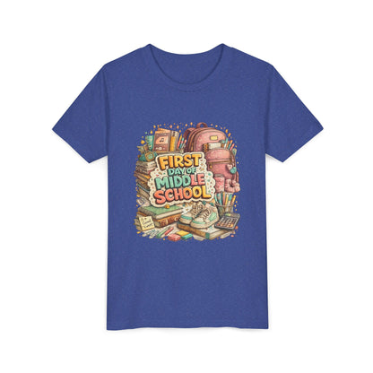 Youth Tee — "First Day of Middle School" Back-to-School Graphic Shirt