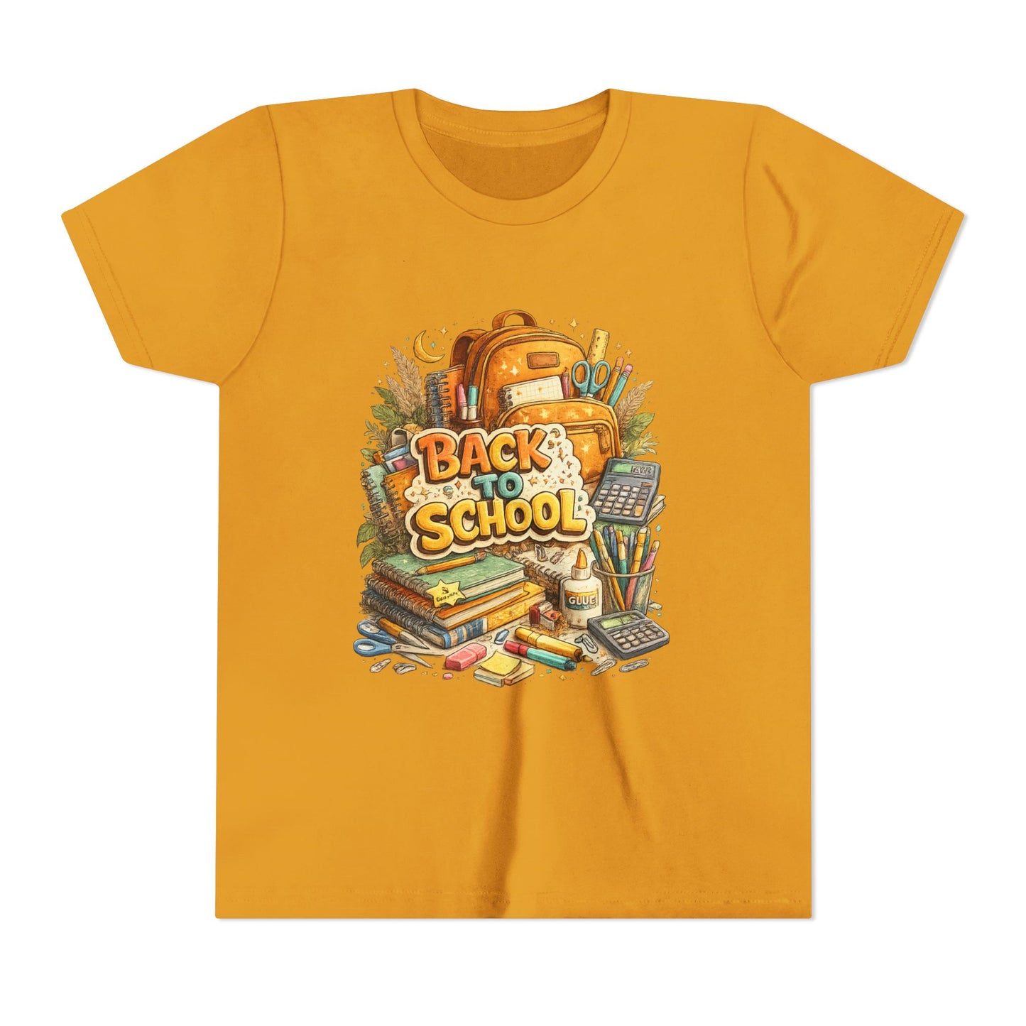 Youth Back to School Graphic Tee — 'Back to School' Backpack & Supplies Design