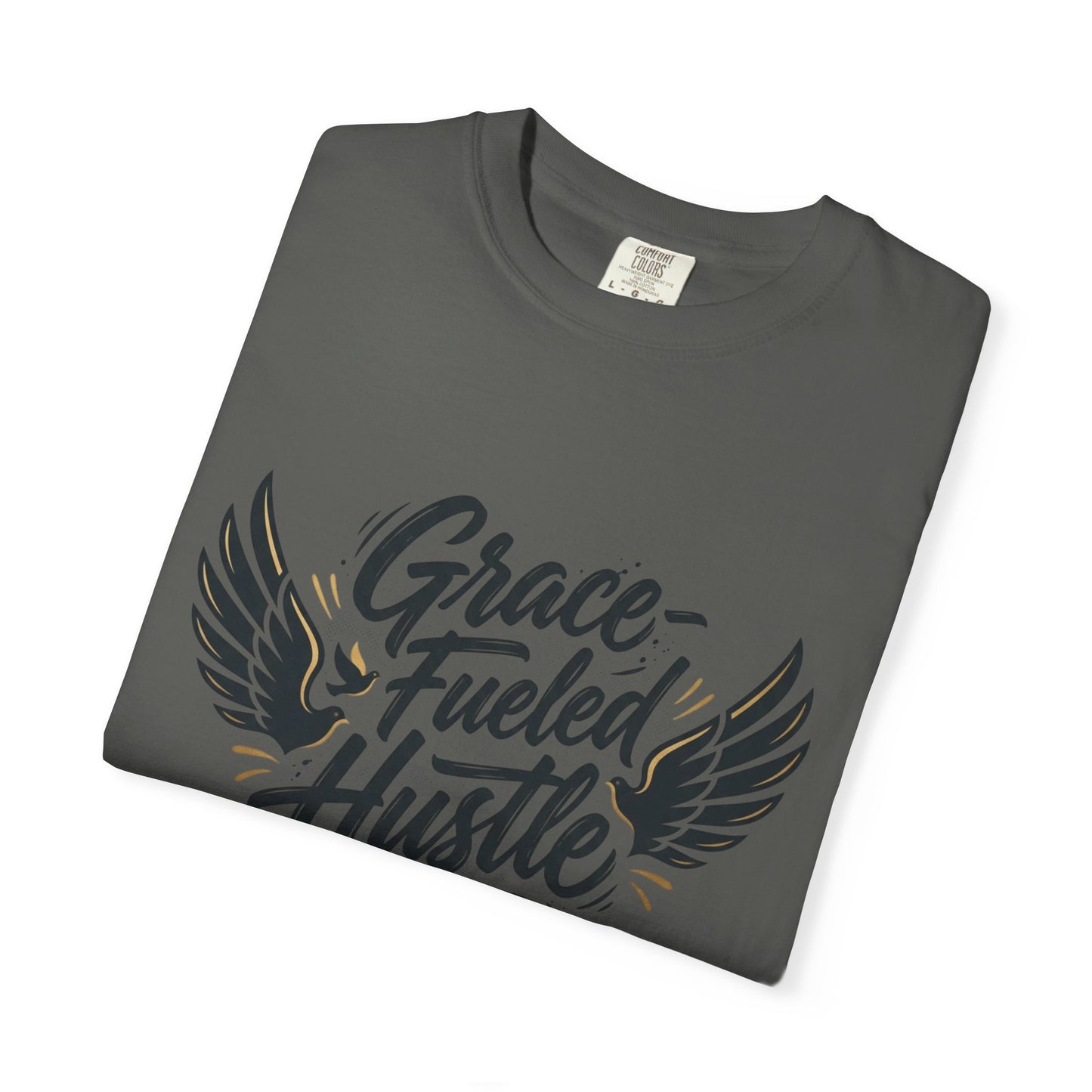 Grace-Fueled Hustle T-Shirt — Inspirational Christian Graphic Tee with Wings