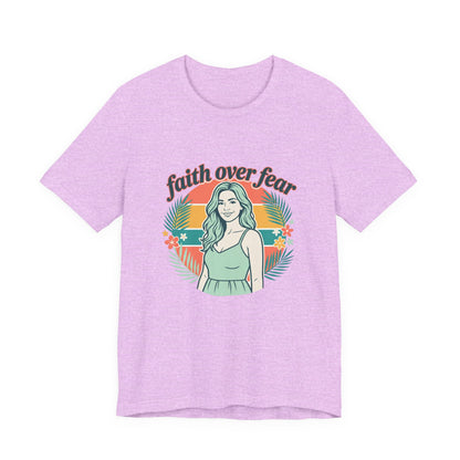 Faith Over Fear Graphic Tee — Retro Floral Christian T-Shirt