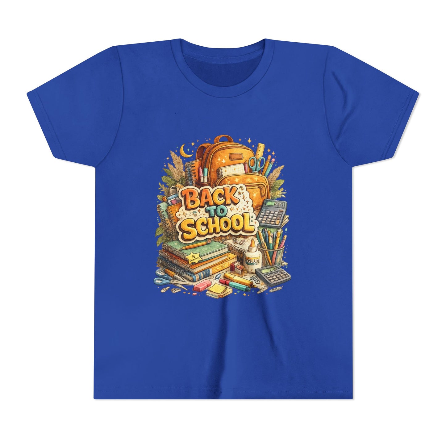 Youth Back to School Graphic Tee — 'Back to School' Backpack & Supplies Design