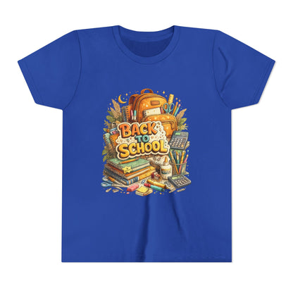 Youth Back to School Graphic Tee — 'Back to School' Backpack & Supplies Design