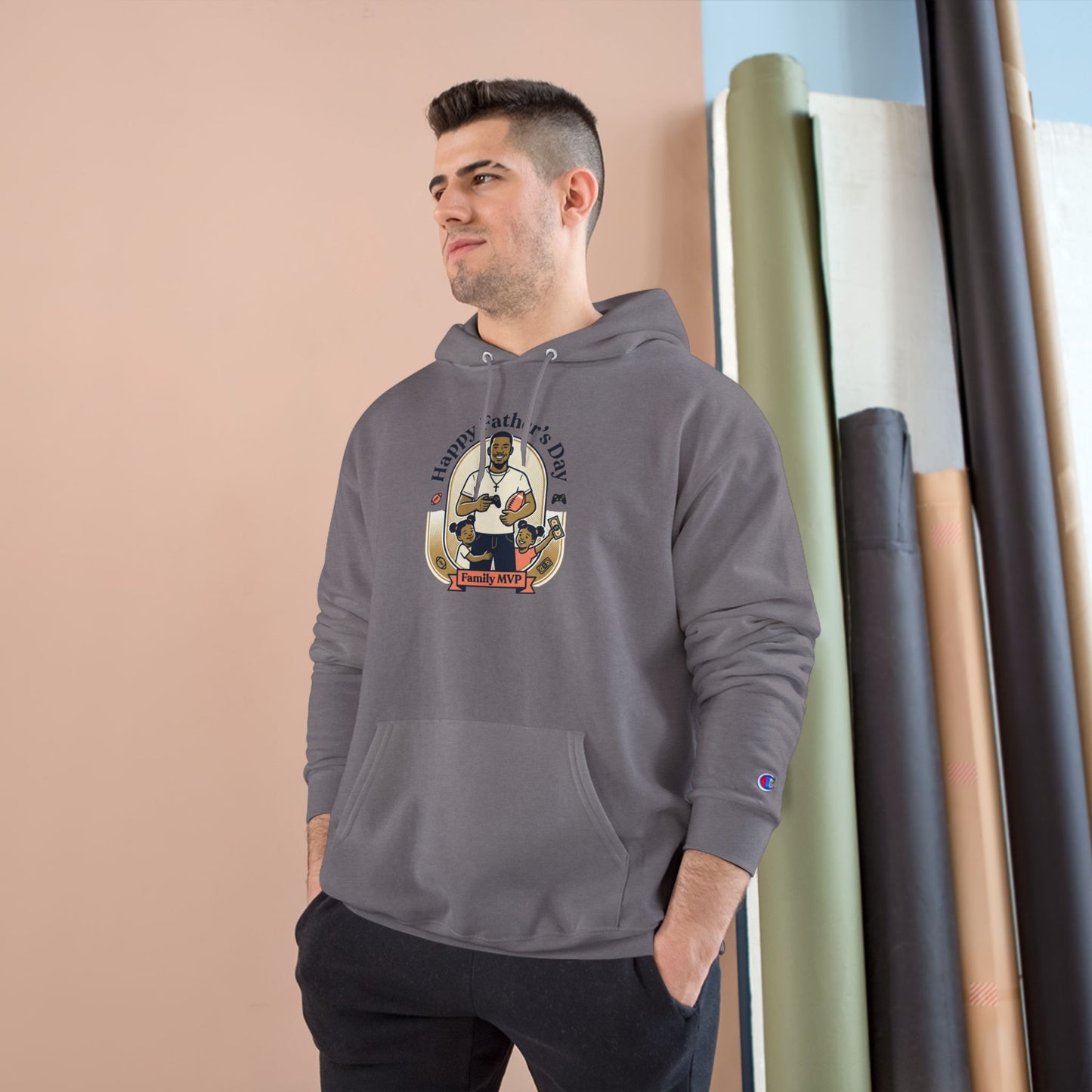 Father’s Day Champion Hoodie — “Happy Father’s Day” Retro Dad Graphic