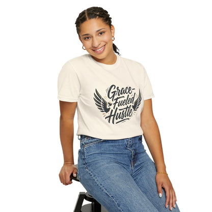 Grace-Fueled Hustle T-Shirt — Inspirational Christian Graphic Tee with Wings