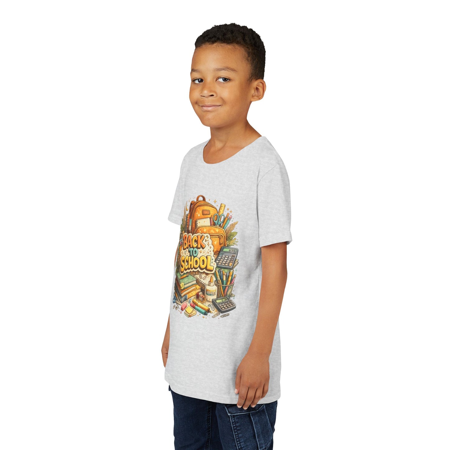 Youth Back to School Graphic Tee — 'Back to School' Backpack & Supplies Design