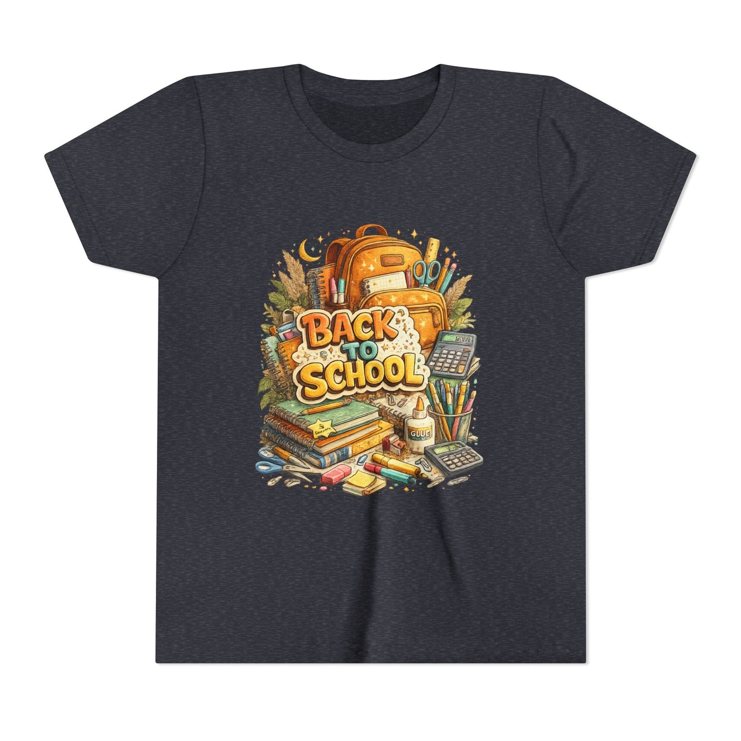 Youth Back to School Graphic Tee — 'Back to School' Backpack & Supplies Design