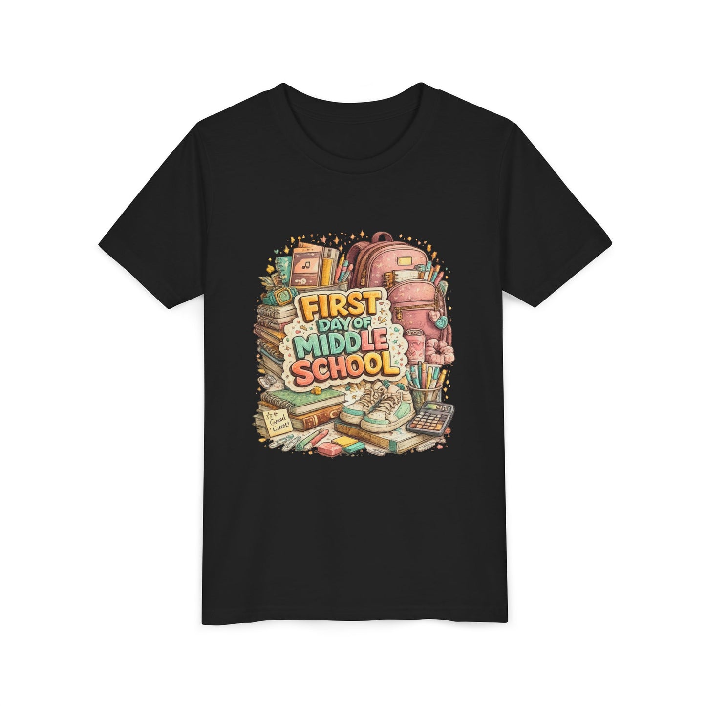 Youth Tee — "First Day of Middle School" Back-to-School Graphic Shirt
