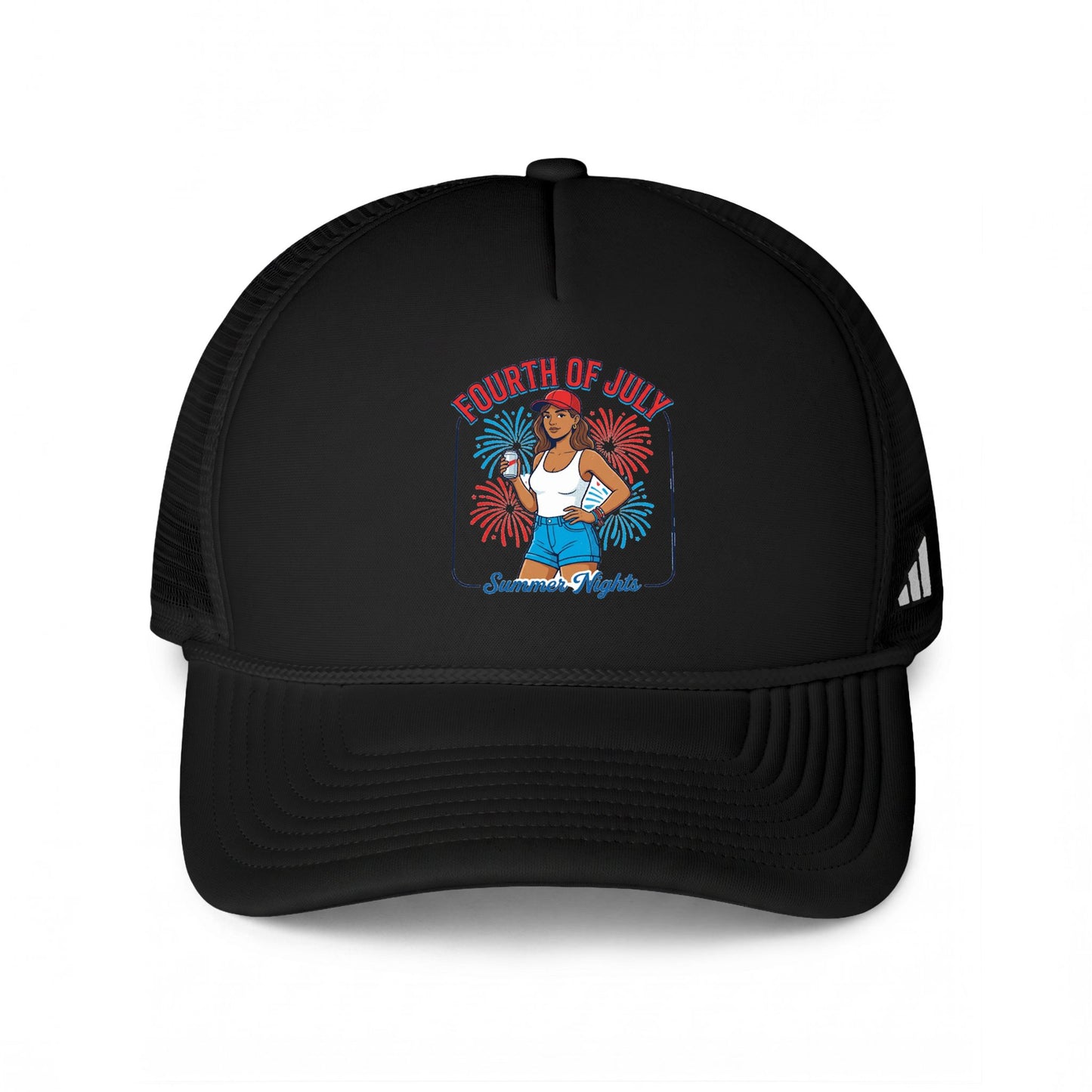 Trucker Hat - Fourth of July Retro Girl Graphic