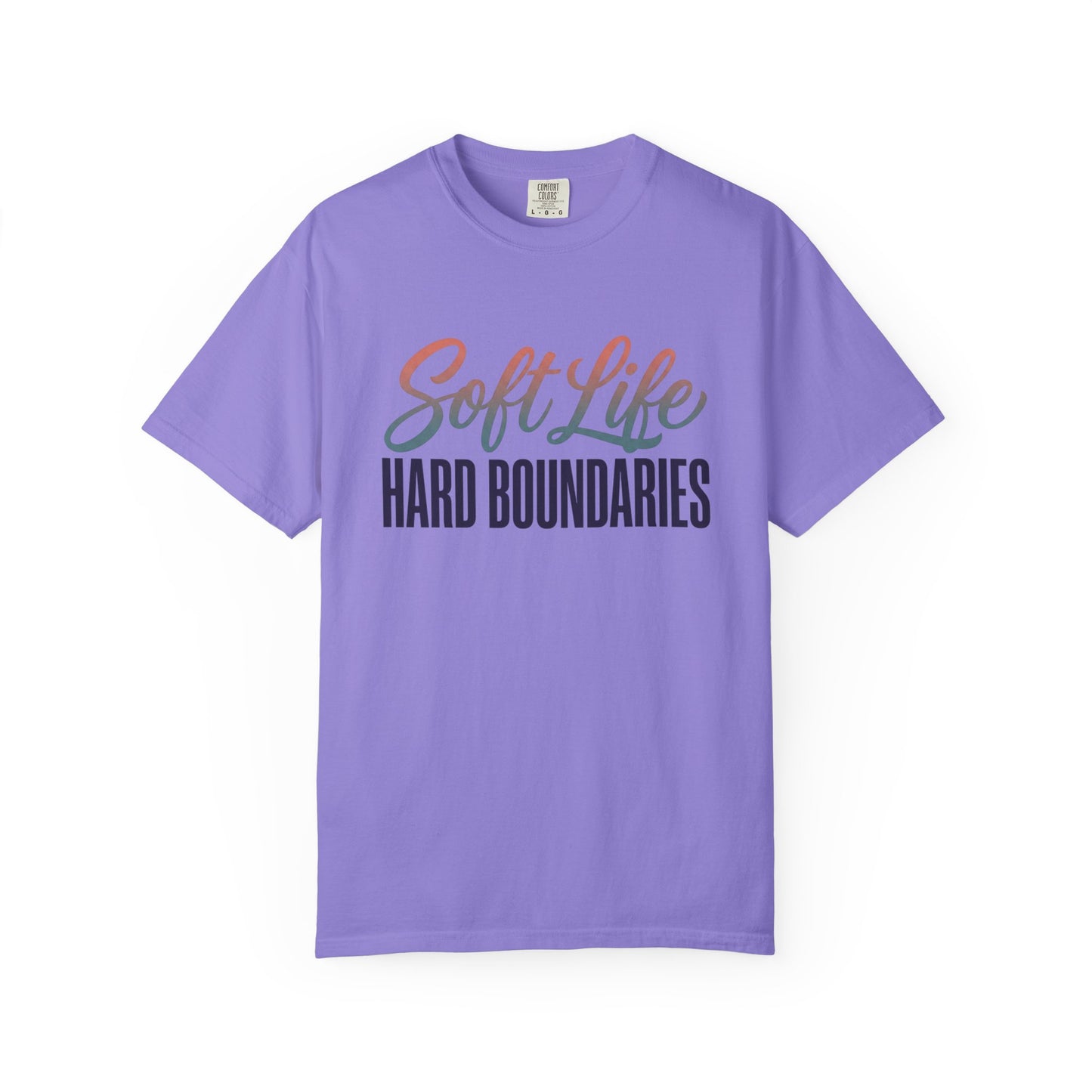 Soft Life, Hard Boundaries T-Shirt — Feminine Script Empowerment Tee