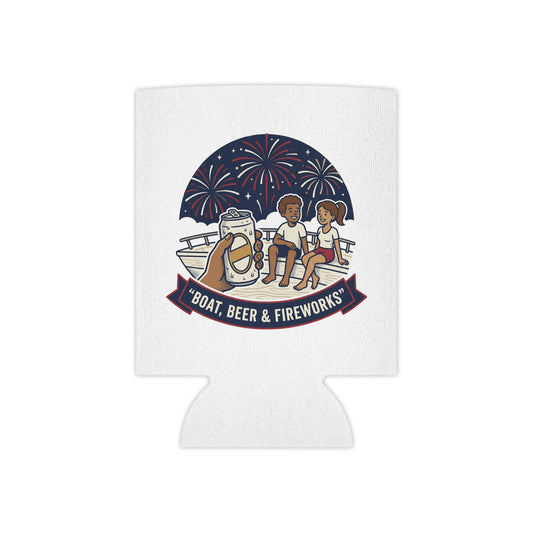 Boat, Beer & Fireworks Can Cooler — Insulated Beverage Koozie for Summer Parties