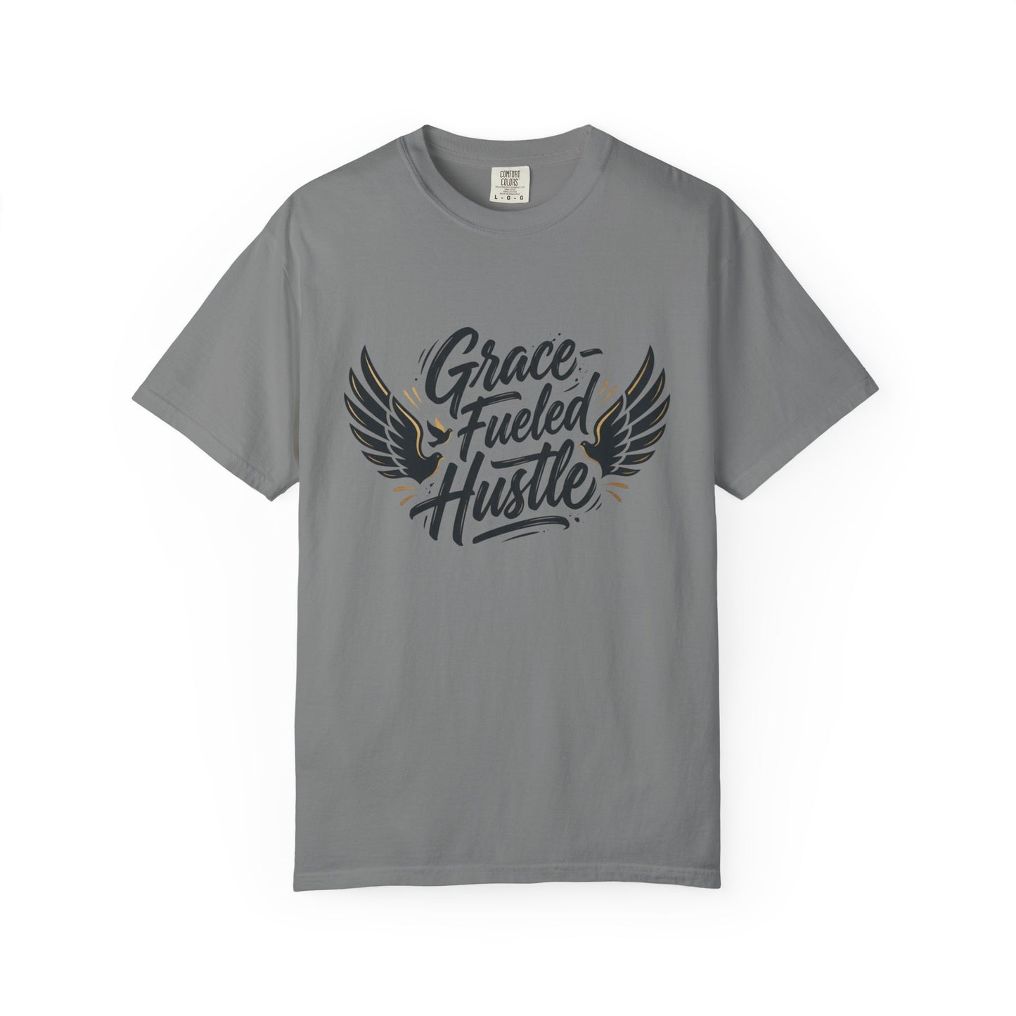 Grace-Fueled Hustle T-Shirt — Inspirational Christian Graphic Tee with Wings