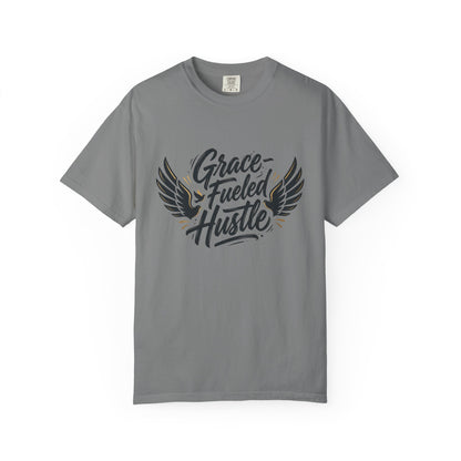 Grace-Fueled Hustle T-Shirt — Inspirational Christian Graphic Tee with Wings